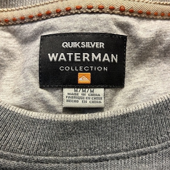 Quicksilver Waterman Collection Long Sleeve Pullover Sweatshirt Mens Medium Gray - Picture 8 of 10